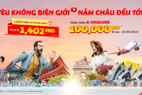 Vietjet offers tickets from only 1,402 VND on Valentine's Day