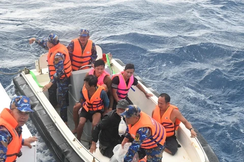 Naval ship rescues five fishermen stranded at sea