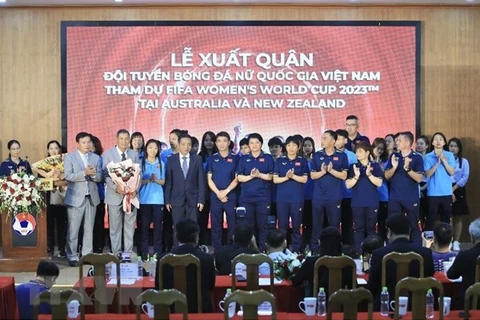 Send-off ceremony for female footballers to 2023 FIFA World Cup