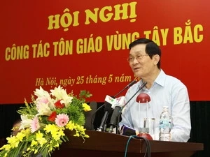 Truong Tan Sang speaks at the meeting (Source: VNA)