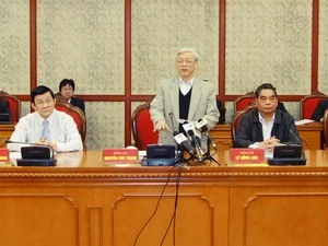 Party General Secretary Nguyen Phu Trong speaks at the meeting (Source: VNA)