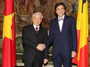 Belgian Prime Minister Elio Di Rupo receives Party General Secretary Nguyen Phu Trong (Source: VNA)
