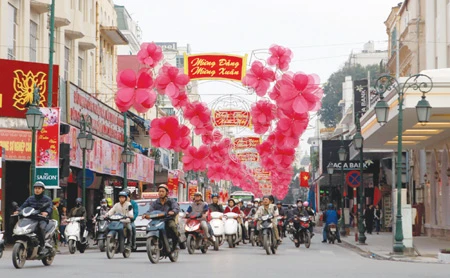Trang Tien street on Tet holiday (Source: VNA)