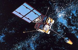 Illustrative image: a satellite serving weather forecast