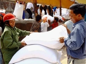 Rice sacks loaded for delivery (Source: VNA)