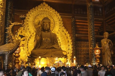 A Buddha statue at Bai Dinh pagoda, Ninh Binh province (Source: VNA)