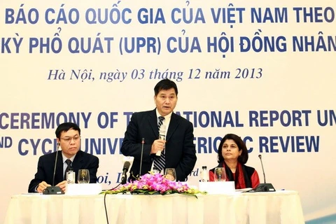 Director General of the Foreign Ministry’s Department of International Organisations Hoang Chi Trung address the event. Photo: VNA