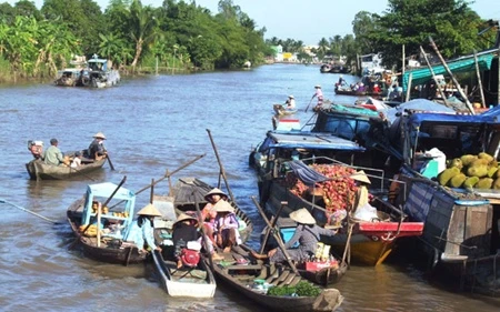 Ba Nga Floating Market in the Mekong Delta's Hau Giang Province (Photo: VNA)