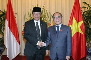 National Assembly Chairman Nguyen Sinh Hung and Indonesian Speaker of People’s Consultative Assembly Sidarto Danusubroto (Source: VNA)