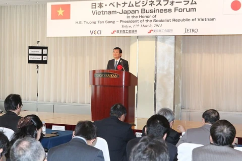 President Truong Tan Sang speaks at the Vietnam – Japan business forum (Photo: VNA)