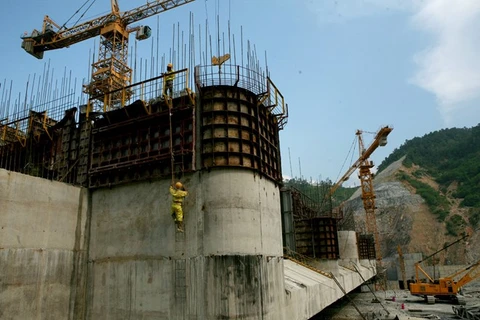 Lai Chau hydropower plant is under construction (Photo: VNA)