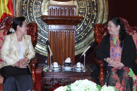 NA Vice Chairwoman Tong Thi Phong (right) (Photo: VNA)