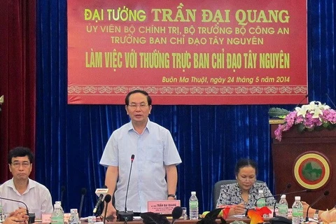 Head of the Central Highlands Steering Committee, General Tran Dai Quang speaks at the working session (Source: VNA)