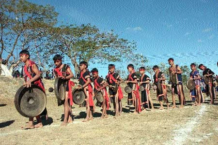 Bana ethnic people play the gong and other instruments, and perform traditional dances (Photo: VNA)