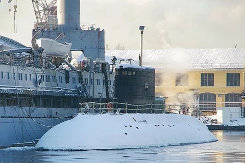 The submarine at the St Petersburg-based Admiralty Verfi shipyard