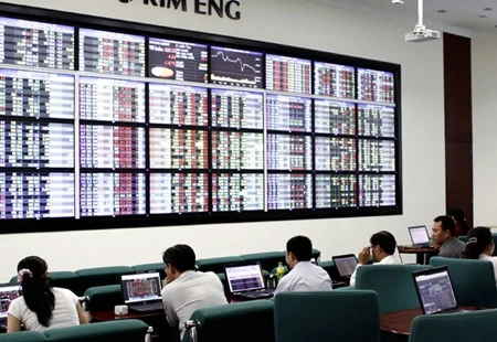 Investors watch stock movements at Kim Eng Vietnam Securities Co in HCM City. Viet Nam's stock markets ended 2014 on a high note. (Photo: VNA)