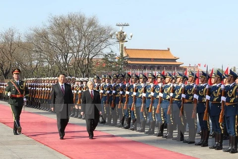 At the welcome ceremony (Source: VNA)