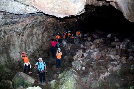 Tourists visit C3 cave, the second longest tube-shaped volcanic cave in Southeast Asia (File Photo)