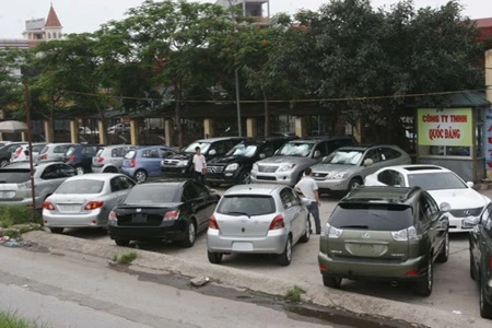 Imported cars on sale on Xuan Dieu Street in Ha Noi. The local automobile industry is facing difficulties because consumers and manufacturers are shifting to imports. (Photo: VNS)