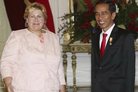 Indonesian President Joko Widodo (R) and Prime Minister of Norway Erna Solberg (Photo: news.com.au)