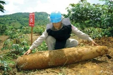An old bomb was found in Gio Linh District, northern Quang Tri Province on May 1, 2011. (Source: Tuoi Tre/VNA)