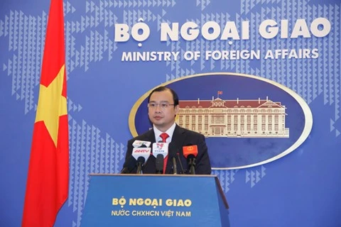 Spokesman of the Vietnamese Foreign Ministry Le Hai Binh at the press conference (Photo: baomoi)