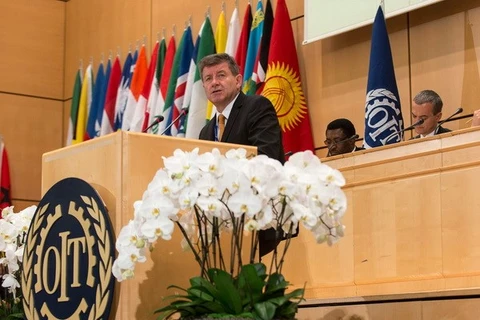 ILO Director-General Guy Ryder speaks at the 104th session of the International Labour Conference (ILC) in Geneva, Switzerland. (Photo: un.org)