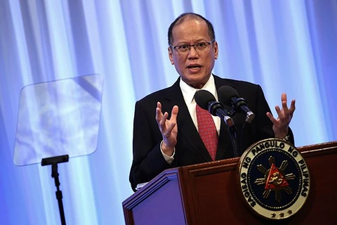 Philippine President Benigno Aquio speaks at the Conference on "The Future of Asia" in Tokyo on June 3 (Photo: AP)