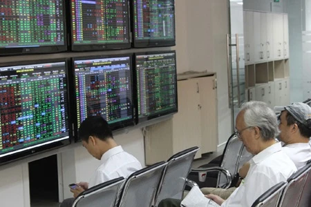 Investors watch market fluctuations VPBank Securities' trading floor (Photo: VNA)