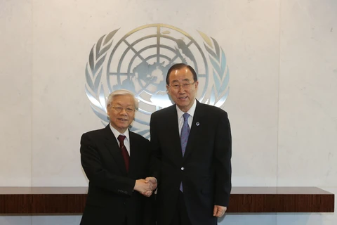 Party General Secretary Nguyen Phu Trong and Secretary General Ban Ki-moon (Photo: VNA)