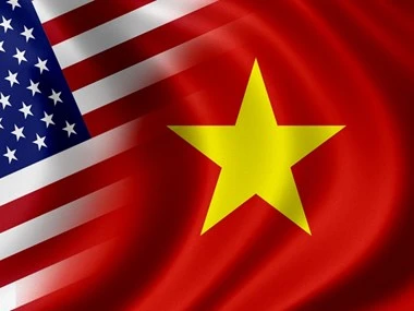 The flags of the US and Vietnam.