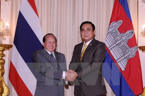 Thai Prime Minister Prayuth Chan-ocha receives Cambodian Deputy Prime Minister and Minister of Foreign Affairs and International Cooperation Hor Nam Hong (Source: xinhua)