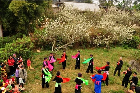 A xoe dancing performance of the ethnic Tay people in Lao Cai (Photo: VNA)