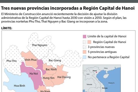 [Infografía] Tres nuevas provincias incorporadas a Región Capital de Hanoi