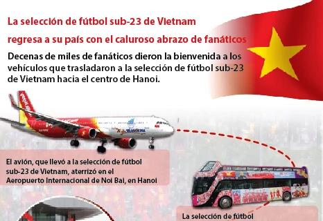 La selección de fútbol sub-23 de Vietnam regresa a su país con el caluroso abrazo de fanáticos