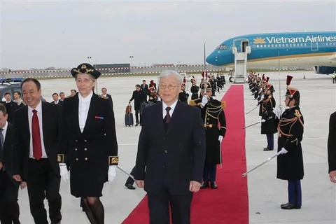 [Fotos] Secretario general del Partido Comunista de Vietnam inicia visita a Francia