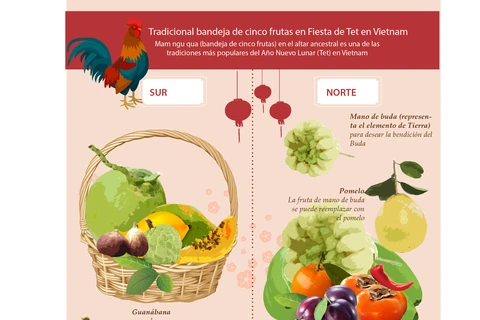 (Info) Tradicional bandeja de cinco frutas en Fiesta de Tet en Vietnam 