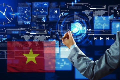 Escriba nombre de Vietnam en mapa global de tecnología digital