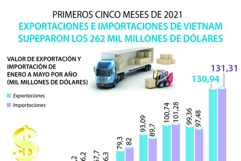 Exportaciones e importaciones de Vietnam superan 262 mil millones de dólares