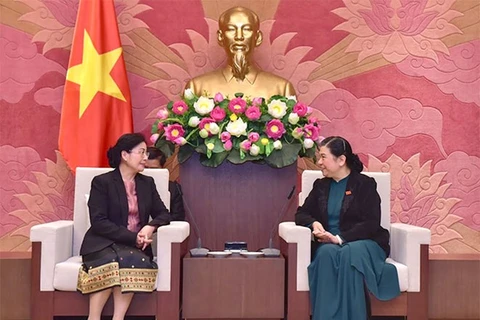 Vicepresidenta del Parlamento de Vietnam recibe a jefa de Auditoría Estatal de Laos