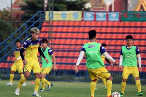 Realiza selección sub23 de fútbol vietnamita partido de práctica antes del Campeonato Asiático 2020