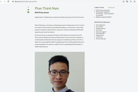 Profesor vietnamita gana premio de la Sociedad Europea de Matemáticas