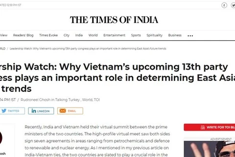 Periódico indio destaca importancia del XIII Congreso Nacional del Partido Comunista de Vietnam