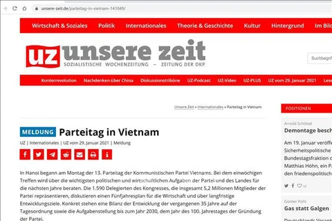 Congreso partidista decidirá principales tareas políticas y económicas de Vietnam, según periódico alemán 
