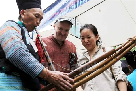 Atractivo festival del instrumento musical tradicional de los Mong en la meseta rocosa de Dong Van