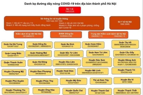 Hanoi publica las líneas directas de COVID-19