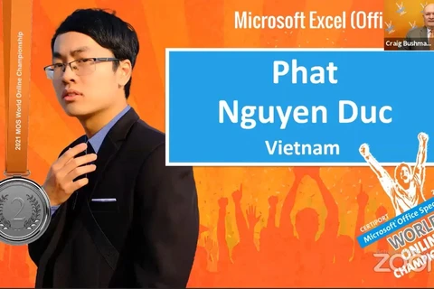 Estudiante vietnamita gana medalla de plata en concurso de Microsoft Office 2021