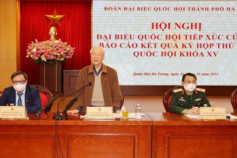 Máximo dirigente de Vietnam sostiene diálogo con electores de Hanoi