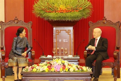 Máximo dirigente partidista de Vietnam se reúne con vicepresidenta de Laos