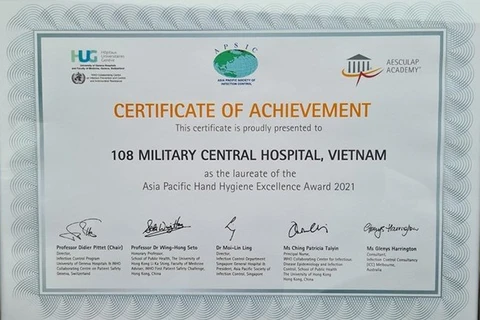 Hospital vietnamita recibe Premio regional a la Excelencia en Higiene de Manos